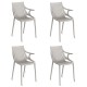 Lot de 4 Chaises Vondom Ibiza avec accoudoirs Ecru