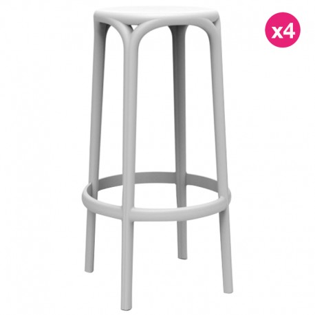 Lot de 4 tabourets de Bar Brooklyn Vondom hauteur d'assise 76 blanc