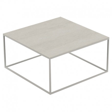 Table basse carrée Pixel Vondom Dekton Danae écru et pieds écru 80x80xH25