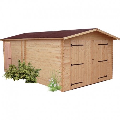 Massief houten garage Habrita 21m2 met planken 28mm