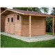 Abri de Jardin Habrita en bois Douglas massif 17.20 m2 avec Bucher