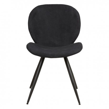 Set of 2 Dining Chairs Ania Black Fabric Base Black Metal VeryForma