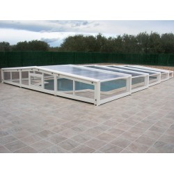 Abri de Piscine Bas télescopique Capri 8.55x5m sans rail Abrisol