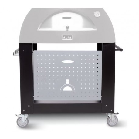 Alfa Cart Base voor Moderno 3 Pizza Oven op Wielen Zwart