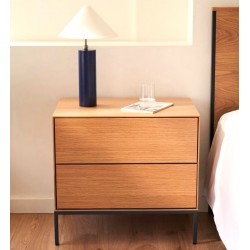 Bedside table wood oak and black steel 60x55 Rana VeryForma