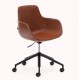 Tisia VeryForma brown synthetic leather and aluminium office chair with matt black finish